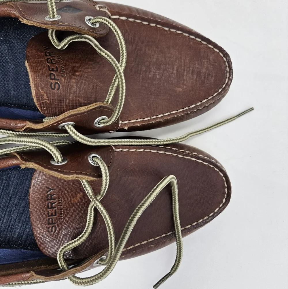 Sperry Top-sider Mens Brown Leather Lace Up Boat Fish Beach Shoes Sz 11.5M